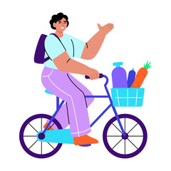 A flat style illustration showing a student going university