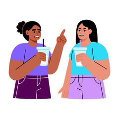 A flat style illustration showing friends talk