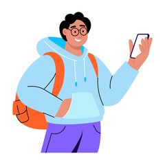 A flat style illustration showing student app