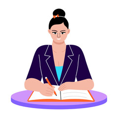 A flat style illustration showing a student writing