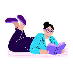 A flat style illustration showing a student reading
