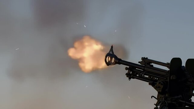 Dramatic Gunfire Overlay Footage with Plain Black Background Intense Action Sequence for Film and Video Projects