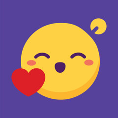 Emoticon Blowing Kiss with Heart