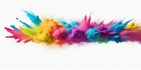 Colorful paint splashes with a soft, feathery texture create a vibrant artistic design