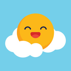 Emoticon Floating on Soft White Clouds