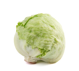 Green iceberg lettuce isolated on white background