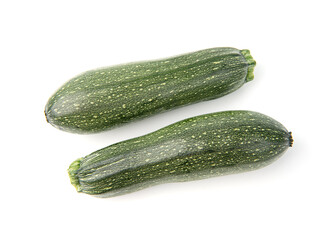 green zucchini vegetables isolated on white.