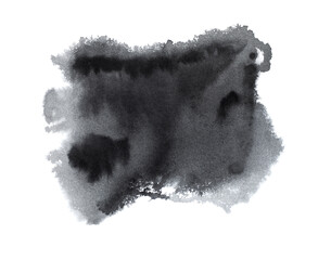 Abstract grey watercolor on white background.
