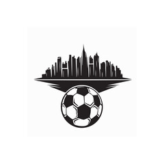 Soccer Ball Logo Amidst Grand Architecture Celebrating the Love of the Beautiful Game