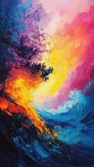 Tornado in abstract expressionism style with bold colors, chaotic forms, and intense motion.