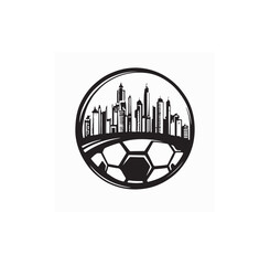Soccer Ball Logo Amidst Grand Architecture Celebrating the Love of the Beautiful Game