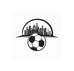 Soccer Ball Logo Amidst Grand Architecture Celebrating the Love of the Beautiful Game