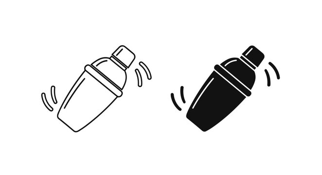 Bar shaker icon set in black filled and outline style