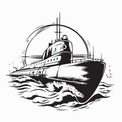 Military Submarine Image Vector illustration on white background.