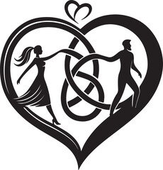 Silhouette Couple Dancing Inside Heart With Celtic Knot Design