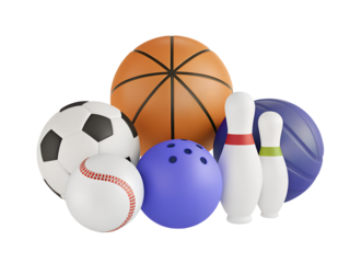 Sport equipment clipart flat design icon isolated on transparent background, 3D render sport and exercise concept