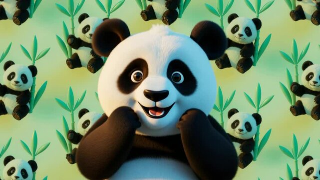Seamless pattern of adorable panda bears creating a charming and playful design.