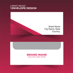 Fototapeta premium Print ready envelope design with a modern aesthetic showcasing brand name and contact information details.