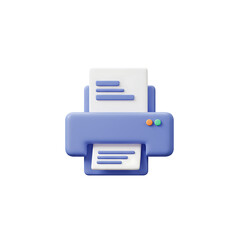 3D blue printer icon with white paper and blue lines
