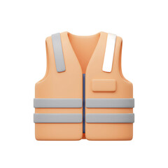 3D Rendered Orange Safety Vest Pressed into a Soft Surface