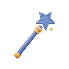 3D Whimsical Magic Wand with Star, Blue and Yellow Colors