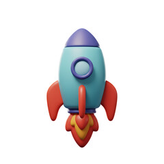 Bright 3D Cartoon Rocket Embedded in Glowing Graphics Image