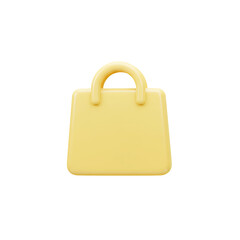Clean 3D Yellow Shopping Bag Icon Centered on a Black Background