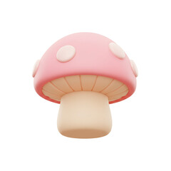Cute 3D pink mushroom with white spots digital art image