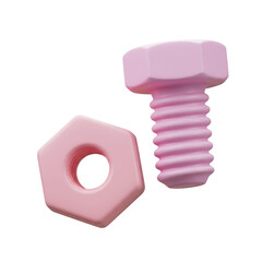 Cute pink bolt and nut on soft pink surface image