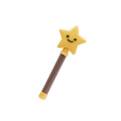 Cute Smiling Star Magic Wand on Black Background Illustration