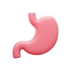 Glossy pink 3D stomach shape on a black background.