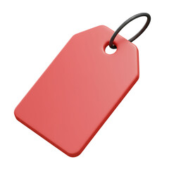 Red 3D Price Tag with Black Loop Image for Marketing