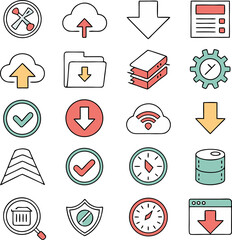 Downloads Icons Set Vector