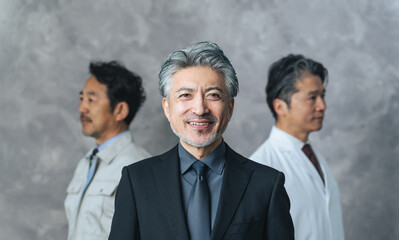 Group of middle-aged men with various occupations