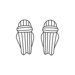 Cricket Leg Pads Drawing. Protective sports game uniform sketch. Player gear. Line vector illustration
