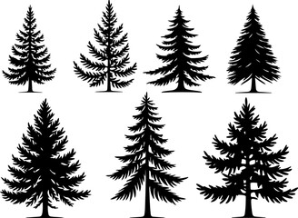 Obraz premium mountain pine tree forest vector bundle