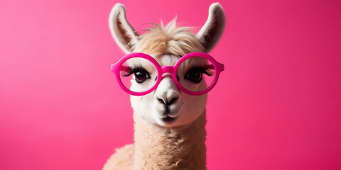 Obraz premium Cute Plush Toy with Big Ears on Pink Background