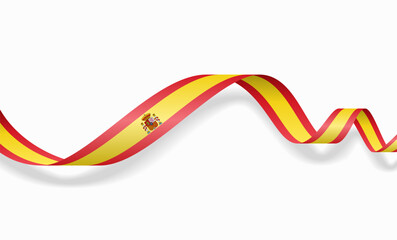 Spanish flag wavy abstract background layout. Vector illustration.