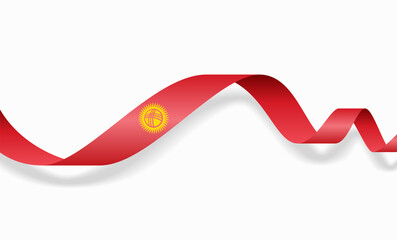 Kyrgyzstani flag wavy abstract background layout. Vector illustration.