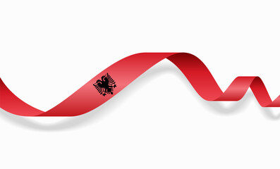 Albanian flag wavy abstract background layout. Vector illustration.