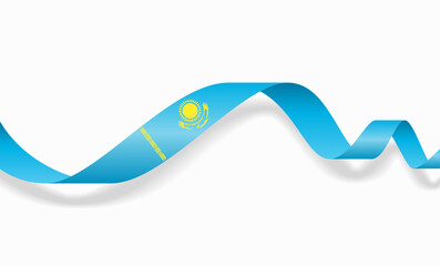 Kazakhstan flag wavy abstract background layout. Vector illustration.