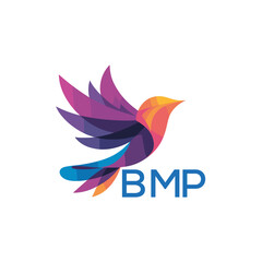 BMP Colorful Abstract Bird Logo Design – BMP Later Logo, Modern Geometric Flying Bird with BMP Text on White Background.
