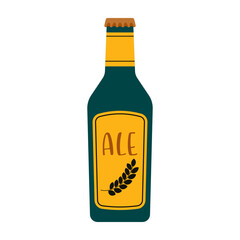 Various beer bottles with different labels and styles. Cool and cold summer drinks