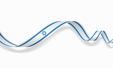 Israeli flag wavy abstract background layout. Vector illustration.