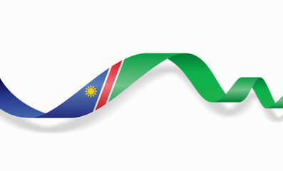 Namibian flag wavy abstract background layout. Vector illustration.