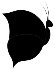 Butterfly. Side view. Silhouette. Vector illustration. Garden insect with two pairs of wings and antennae. Cartoon. Isolated white background. Idea for web design.