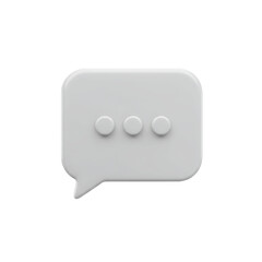White embossed speech bubble icon with three dots communication symbol