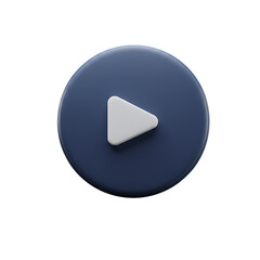 White play button on dark blue circular button image for media