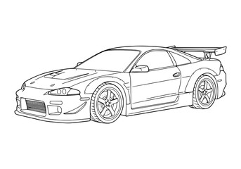 Naklejka premium sport classic automobile vector illustration with wheels and bumper design. coloring page