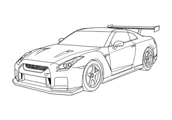 Naklejka premium Vector illustration of a sport luxury automobile with a fast, modern design. coloring page for kids